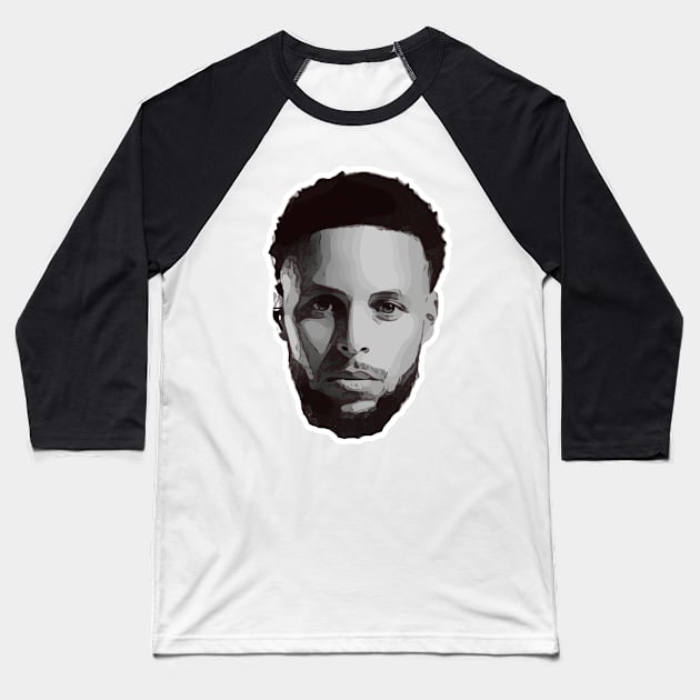 Stephen Curry Vector Art Baseball T-Shirt by Playful Creatives